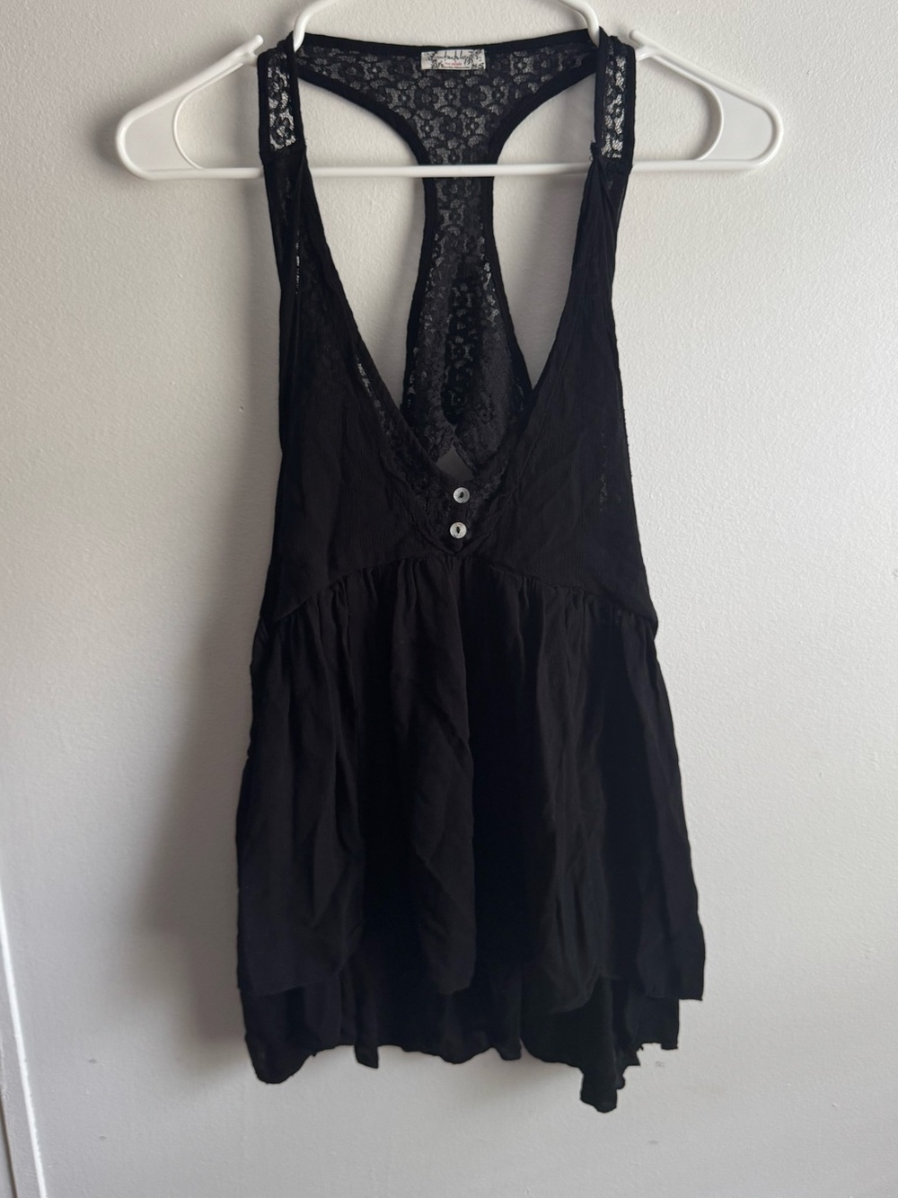 Free Prople IntimatelyBlack Lace Raceback Boho Tunic Tank Top
